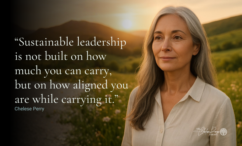 Mature woman outside with sunrise or sunset behind her